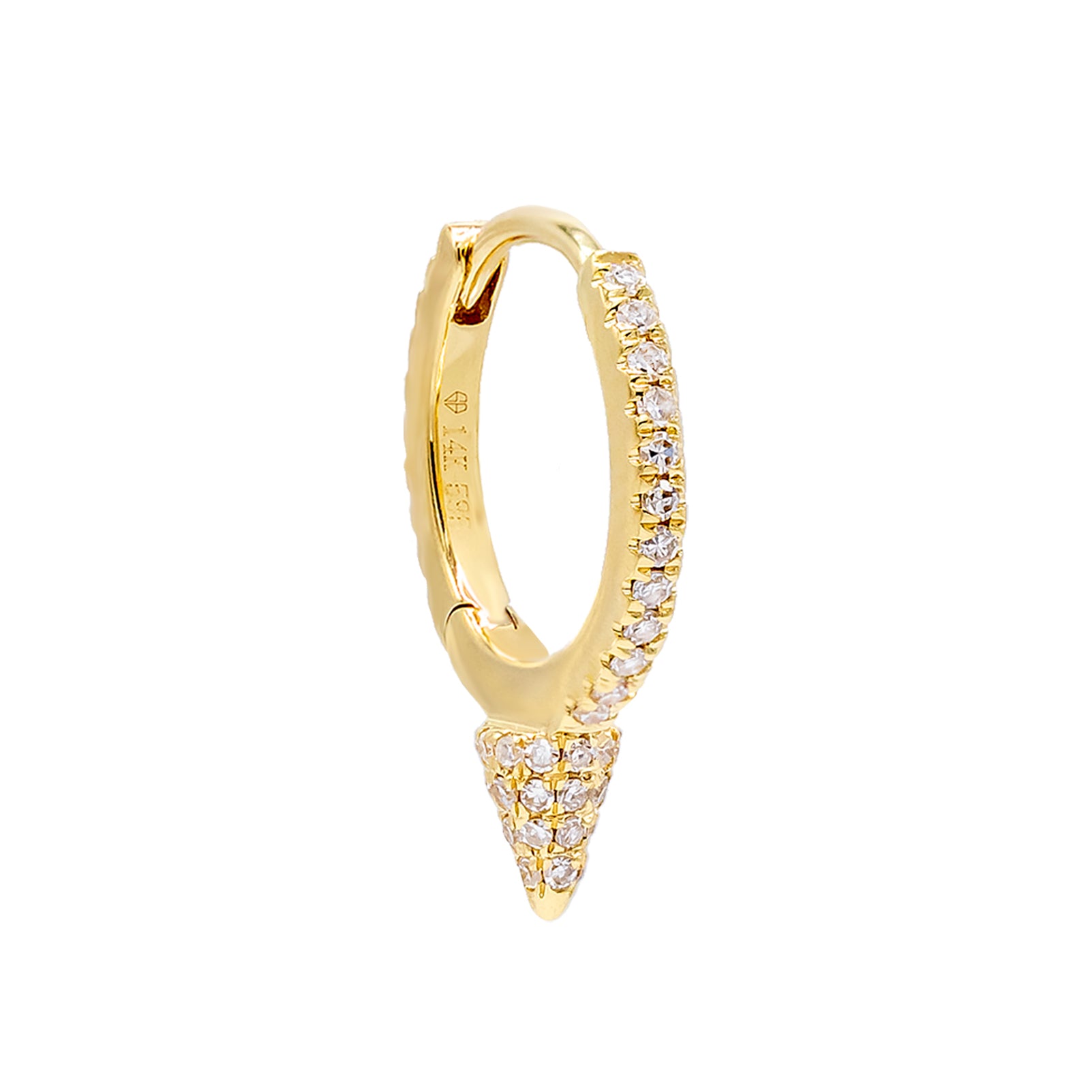 Diamond Spike Huggie Earring 14K