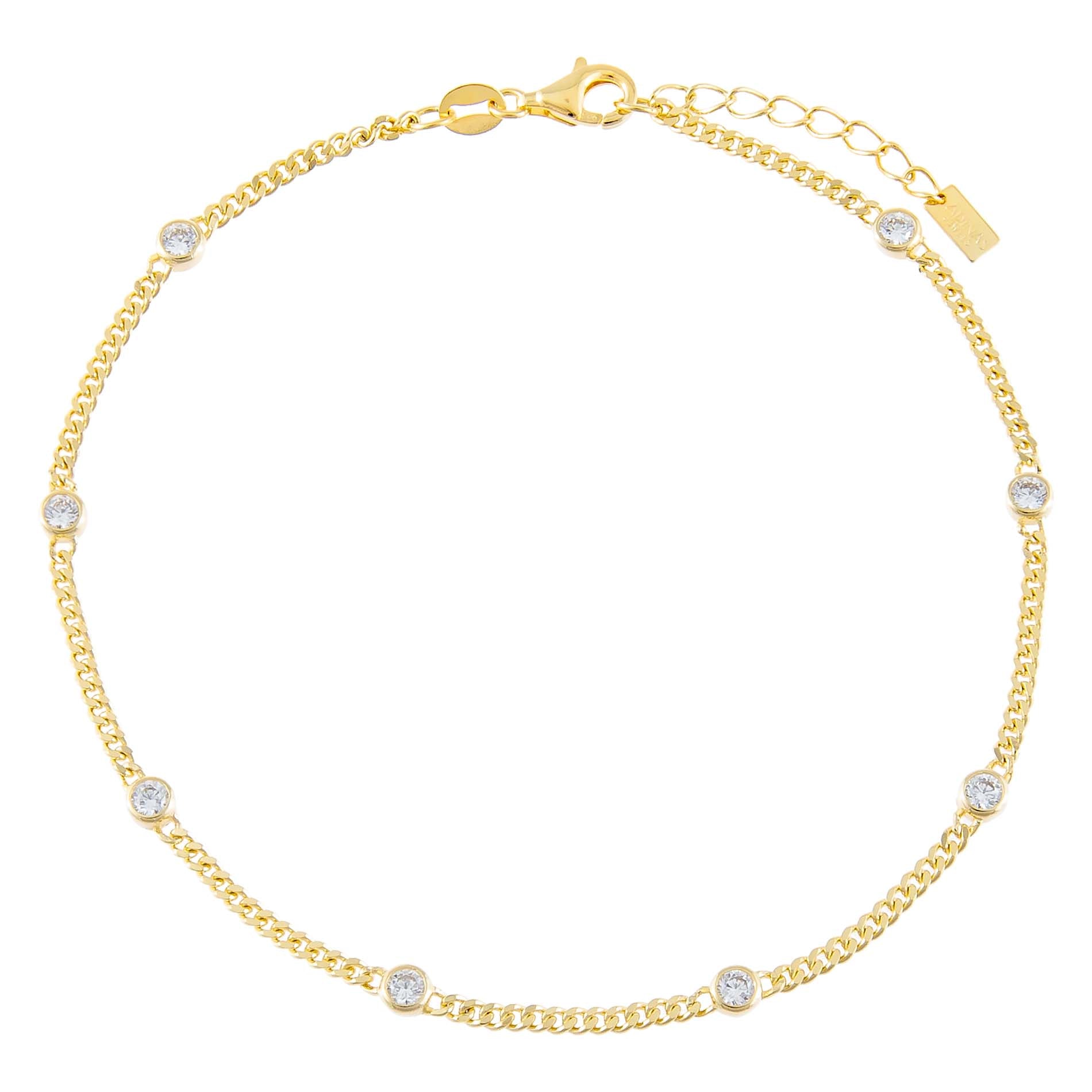 CZ Bezel Cuban Chain Anklet