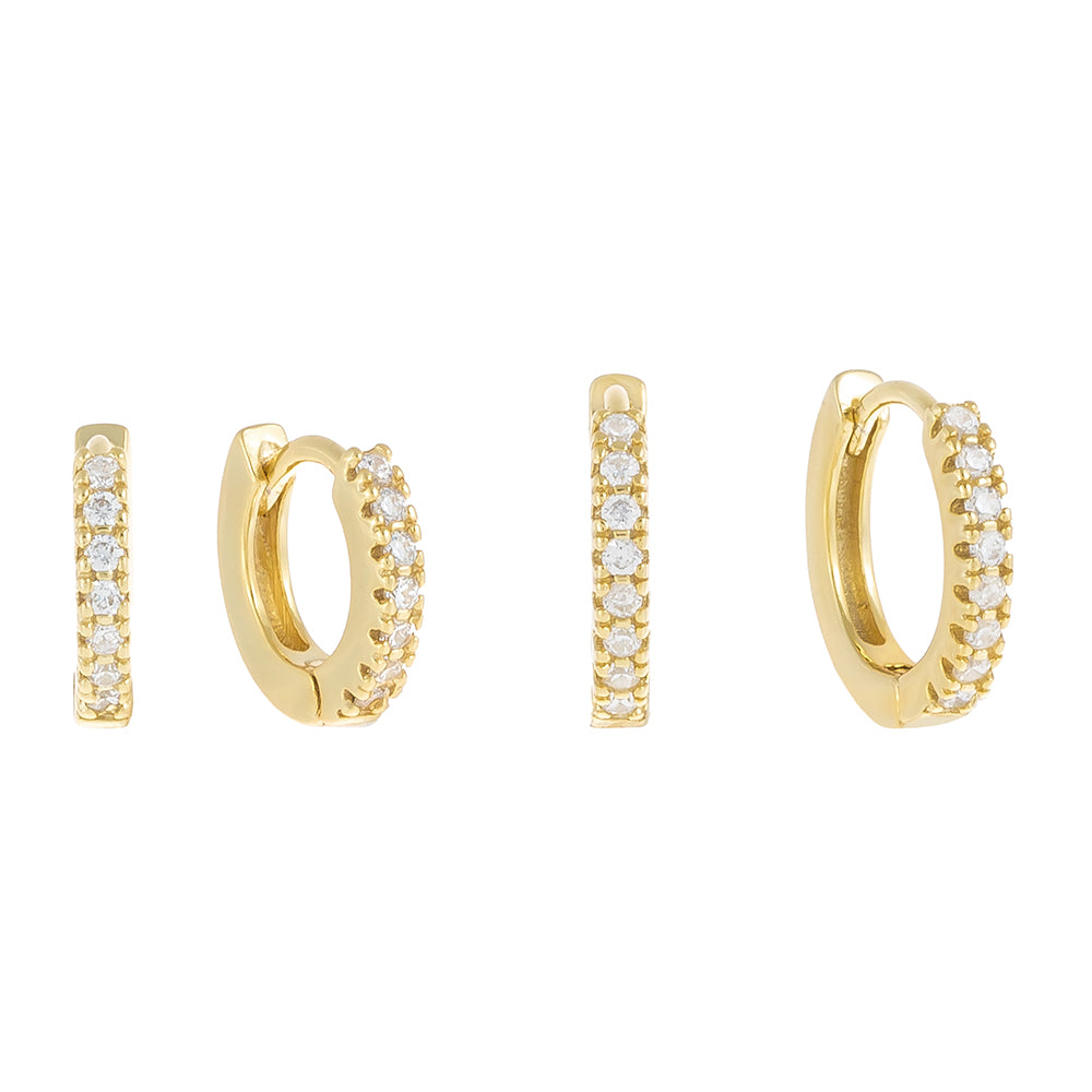 CZ Mini Huggie Earring Combo Set