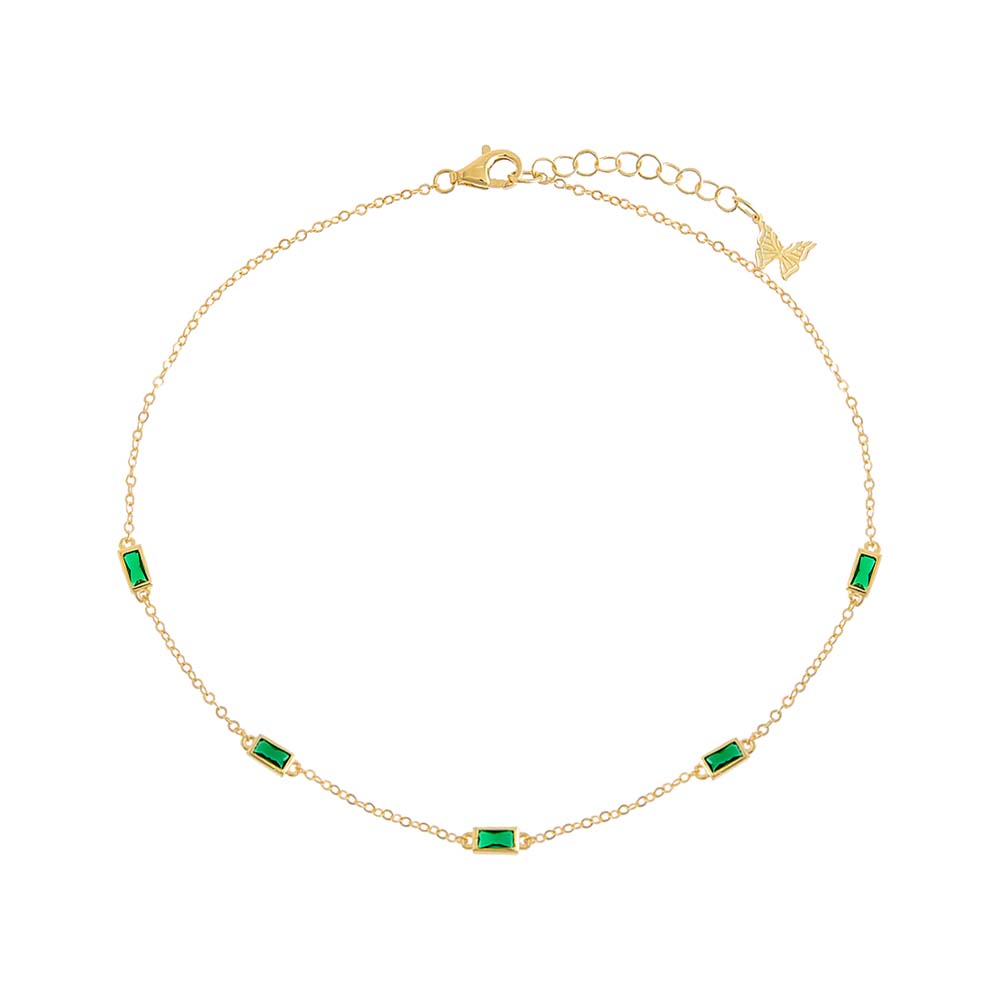 Emerald Baguette Anklet