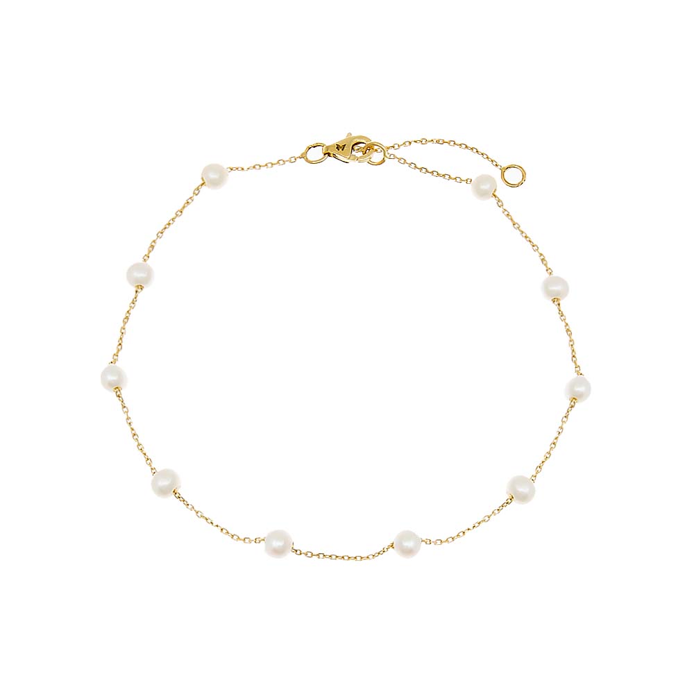 Petite Multi Pearl Anklet 14K