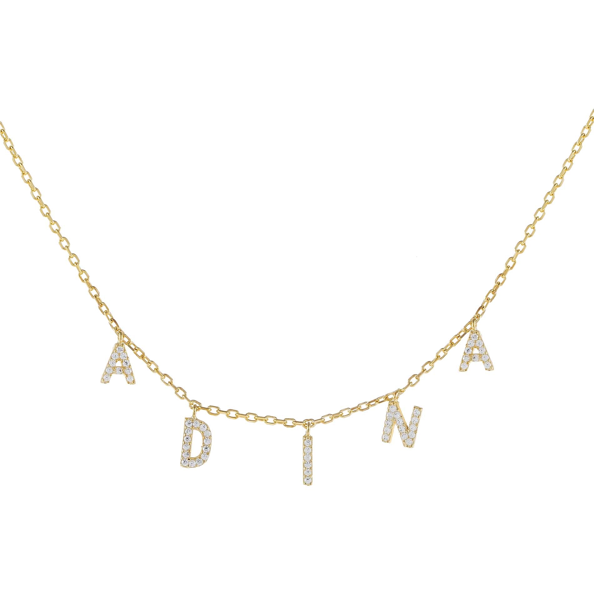 Mini Pave Block Name Necklace