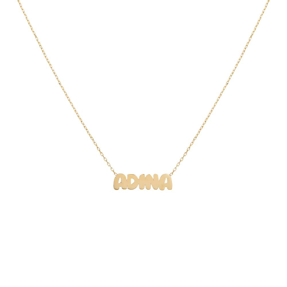 Flat Bubble Nameplate Necklace 14K