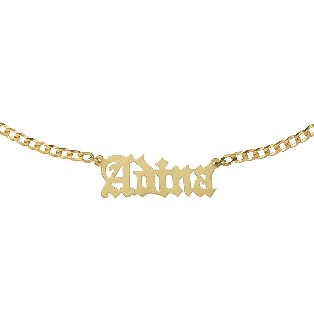 Gothic Nameplate Choker 14K