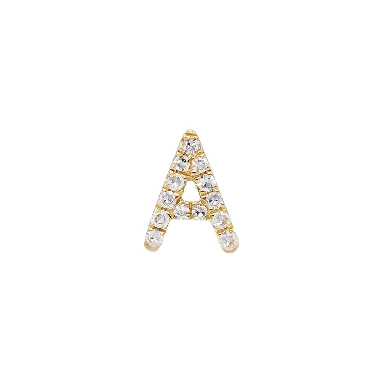 Diamond Initial Stud Earring 14K