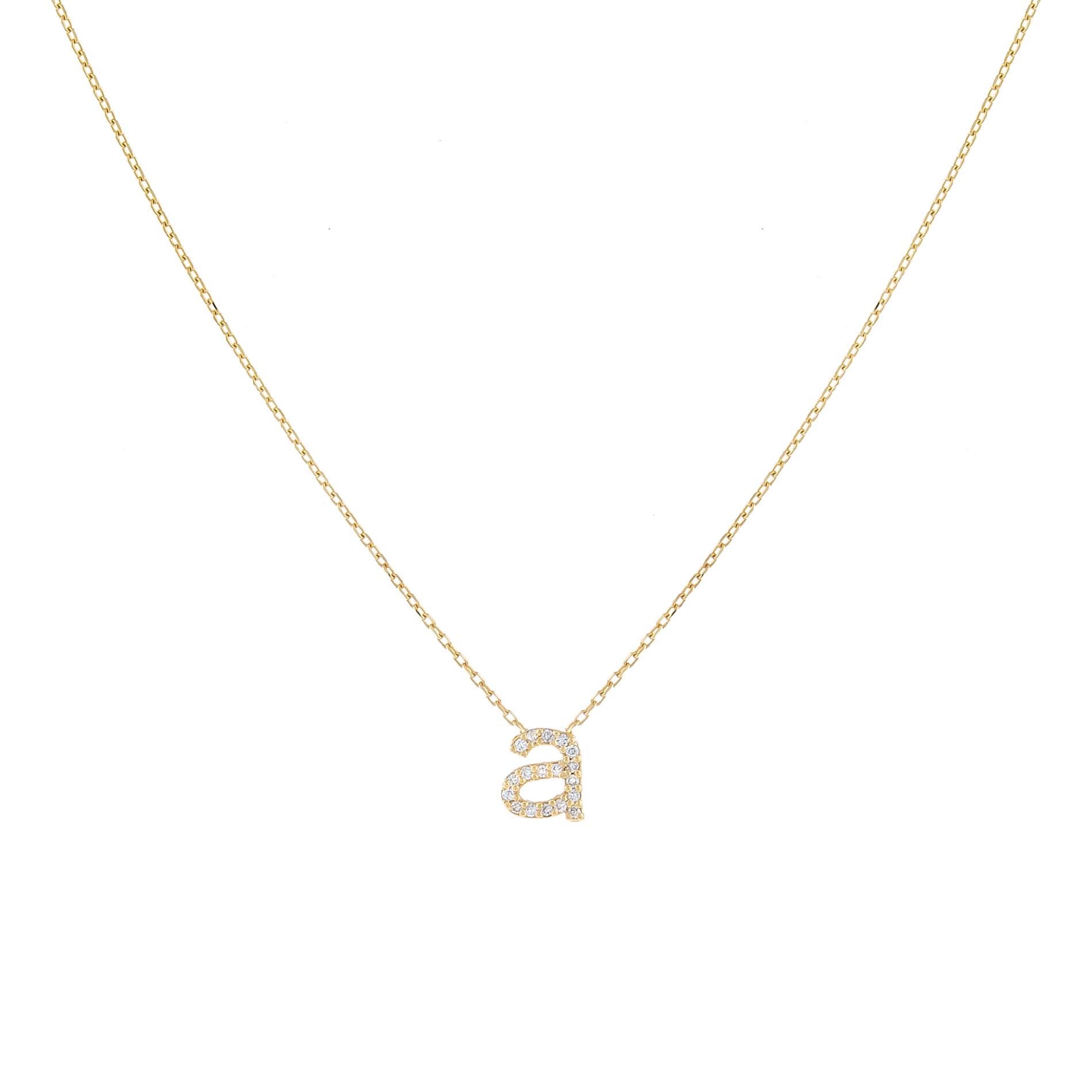 Diamond Lowercase Initial Necklace 14K