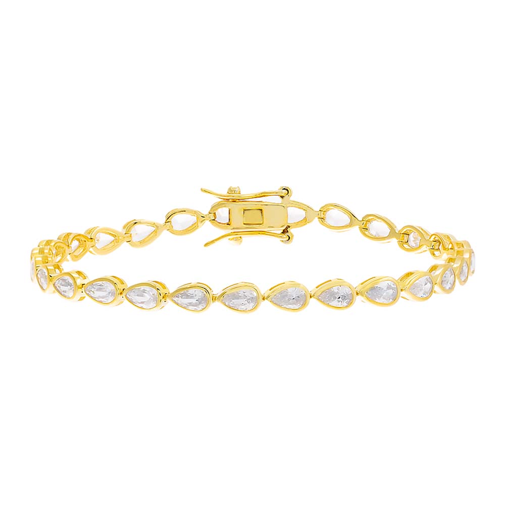 Pear Bezel-Set Tennis Bracelet