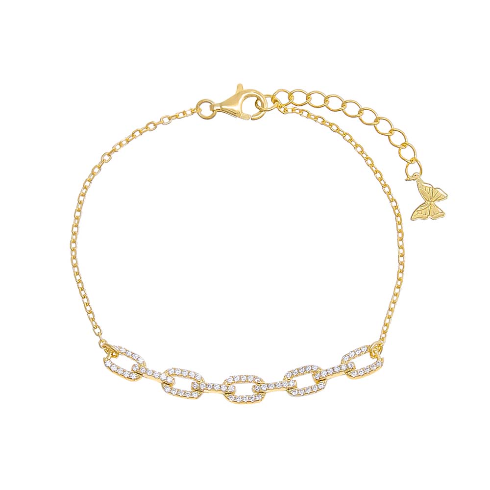 Pave Boxed Link Chain Bracelet