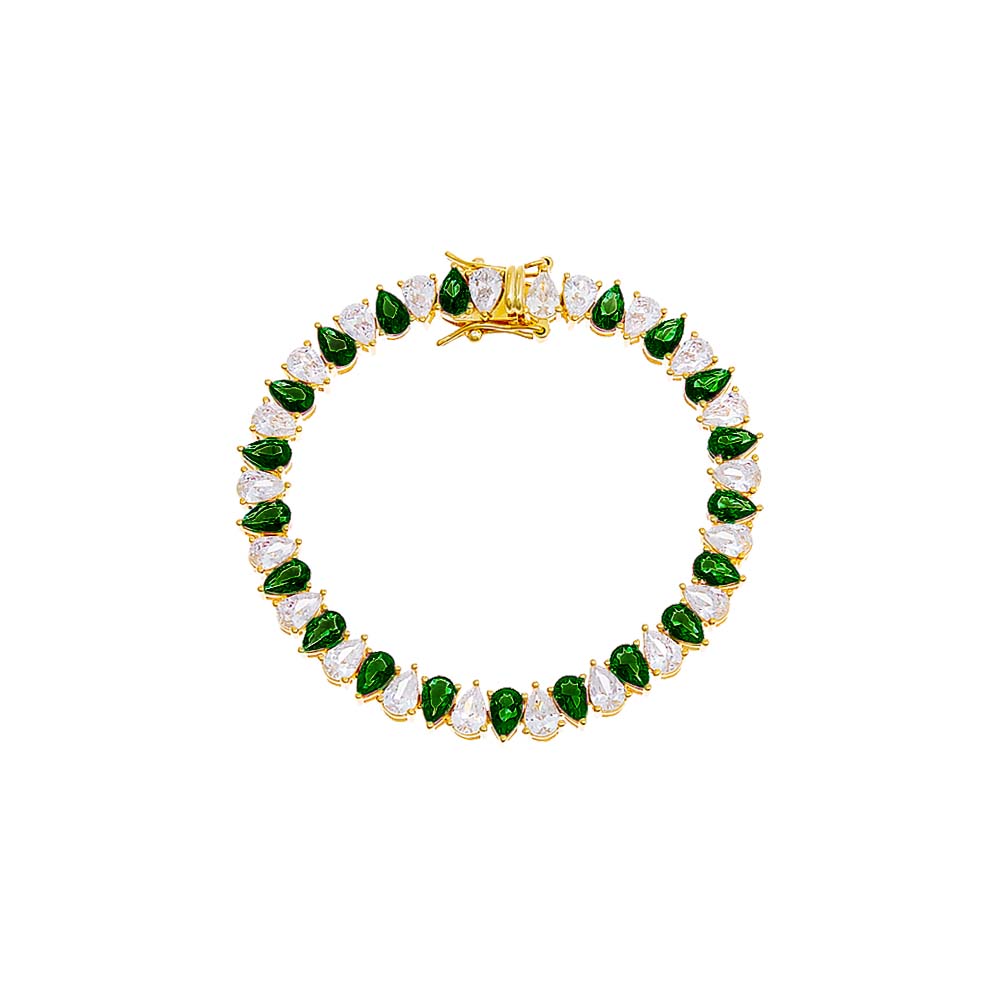 Colored Wide Pear Shaped Tennis Bracelet