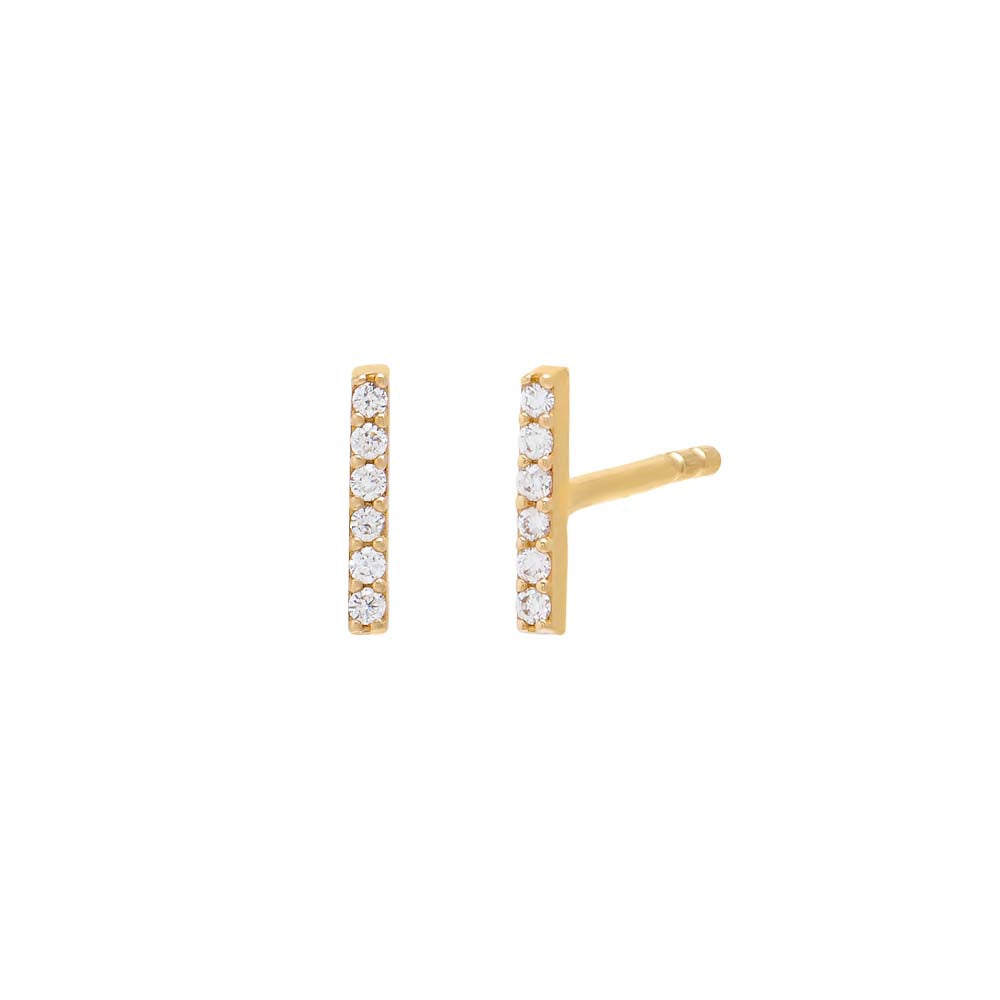 Tiny Diamond Bar Stud Earring 14K