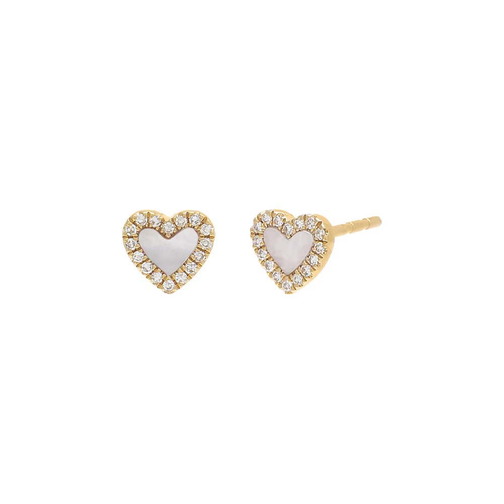 Diamond Colored Stone Heart Stud Earring 14K