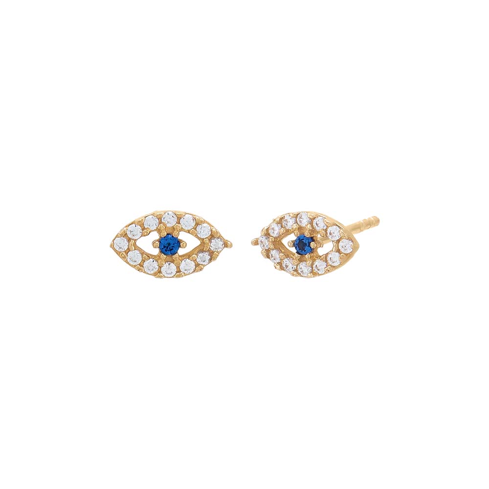 CZ Colored Evil Eye Stud Earring 14K