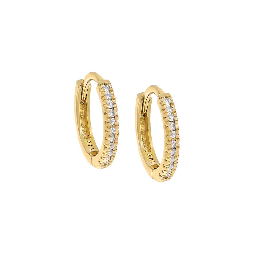 Diamond Round Huggie Earring 14K