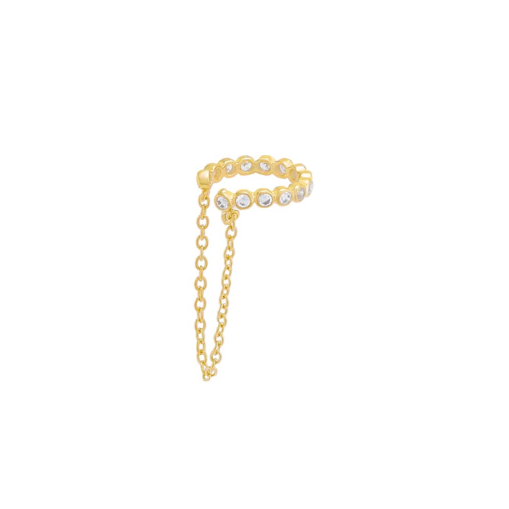 CZ Bezel Chain Ear Cuff