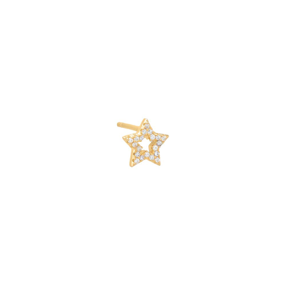 Mini Pave Open Star Stud Earring