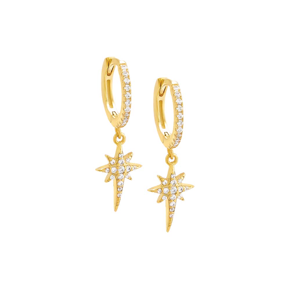 Pave Dangling Starburst Huggie Earring