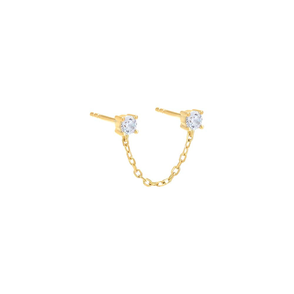 Colored Double Solitaire CZ Chain Stud Earring