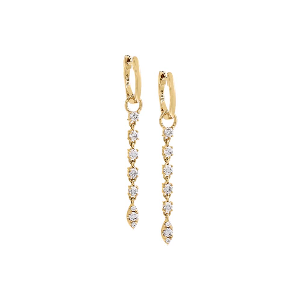 Diamond Thin Drop Huggie Earring 14K