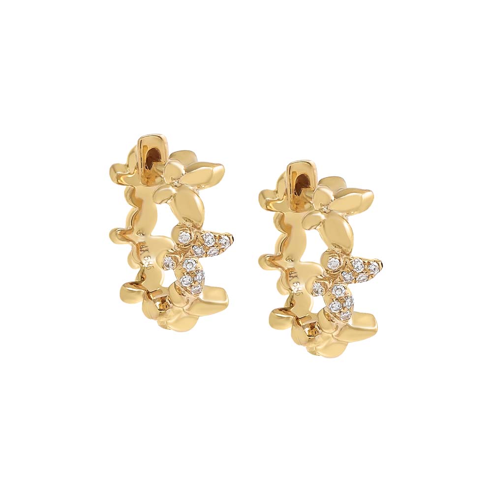 Solid Multi Butterfly Huggie Earring 14K