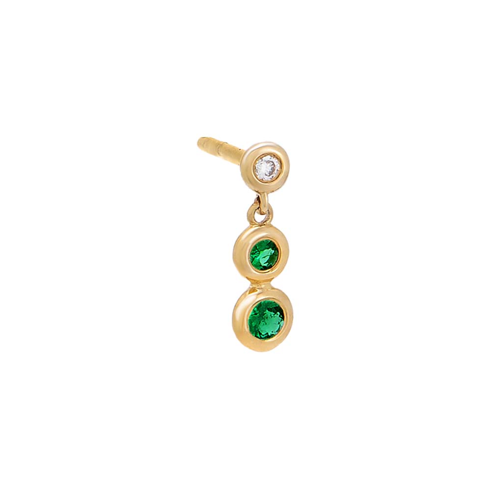 Diamond \u0026 Emerald Bezel Shaker Stud Earring 14K