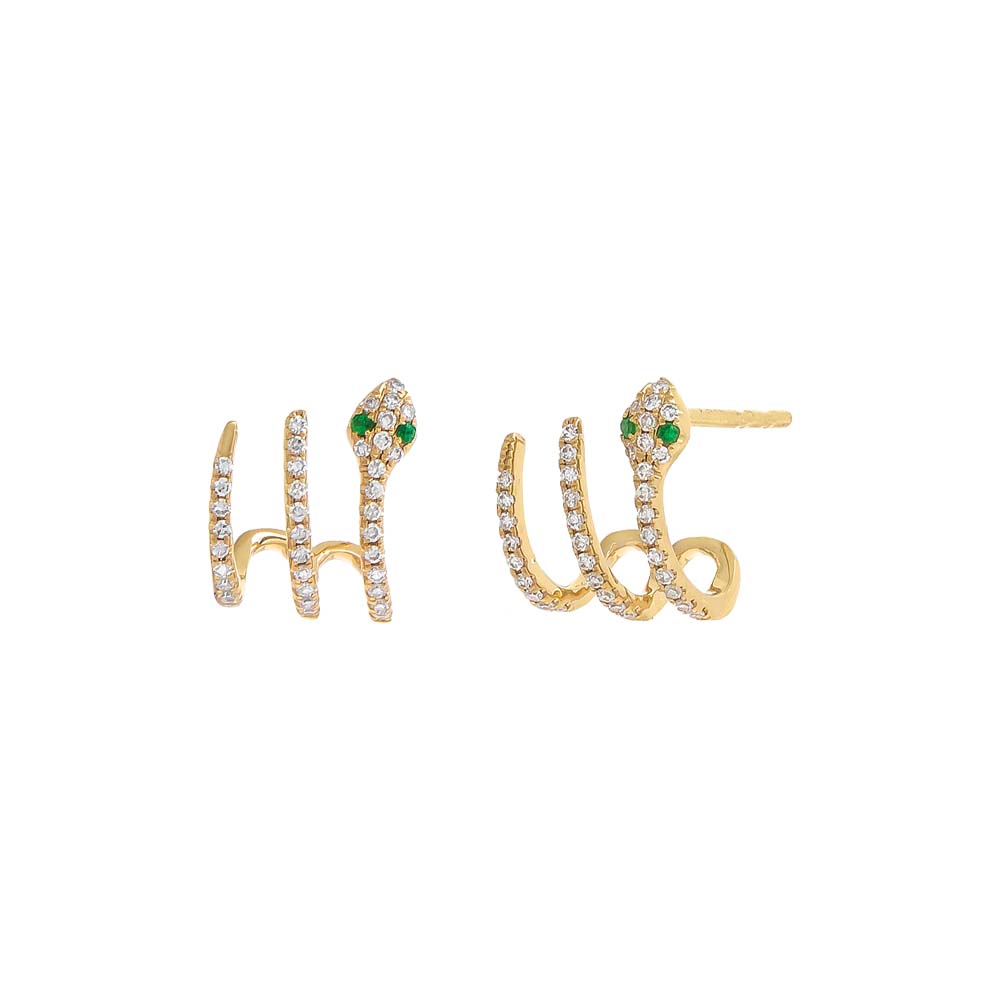 Diamond Pave Snake Cage Stud Earring 14K