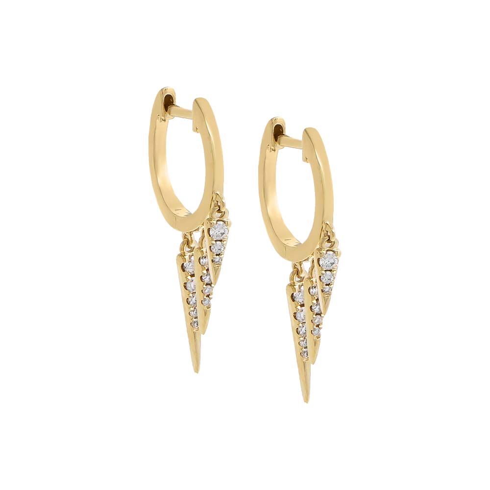 Dangling Diamond Spike Huggie Earring 14K