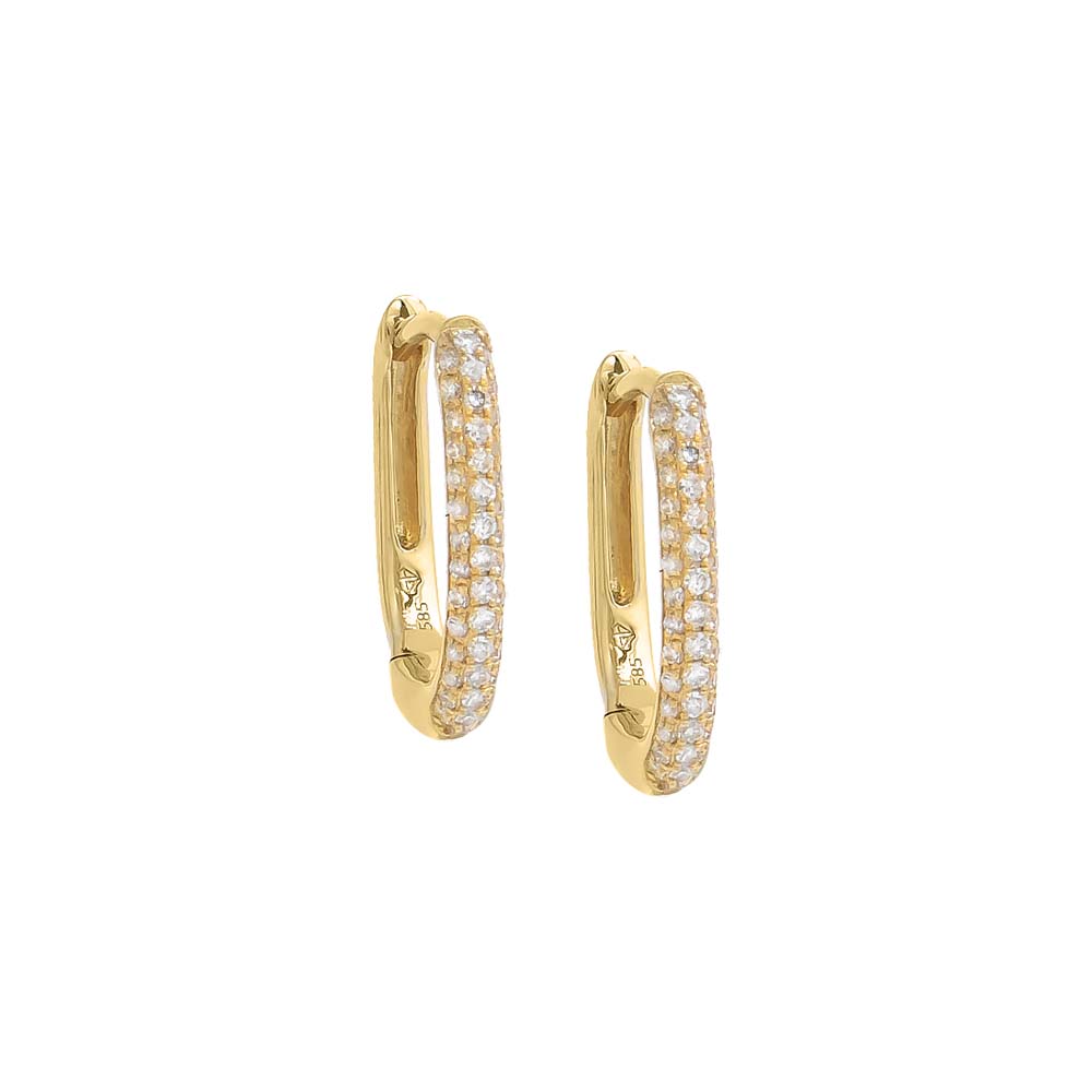 Diamond Pave Oval Huggie Earring 14K