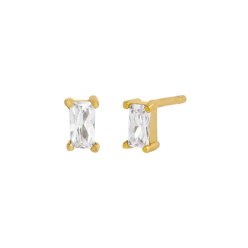 Tiny Baguette Stud Earring