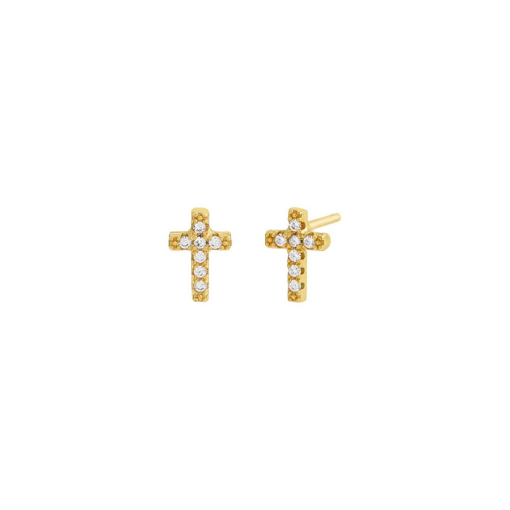 Mini Pave Cross Stud Earring