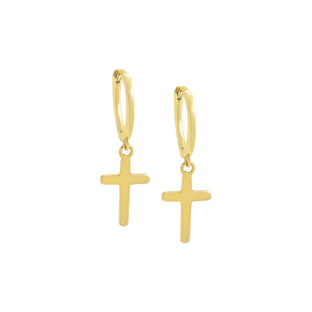 Solid Dangling Cross Huggie Earring