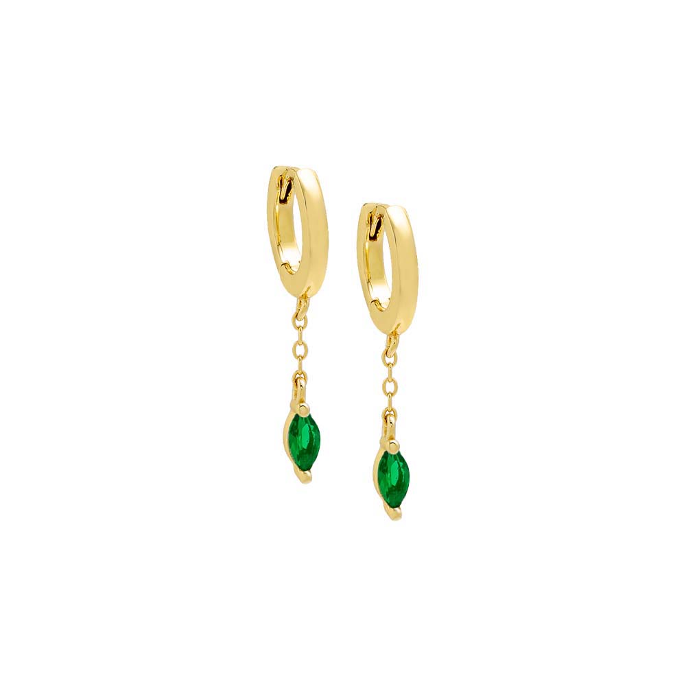 Colored Marquise Dangling Chain Huggie Earring