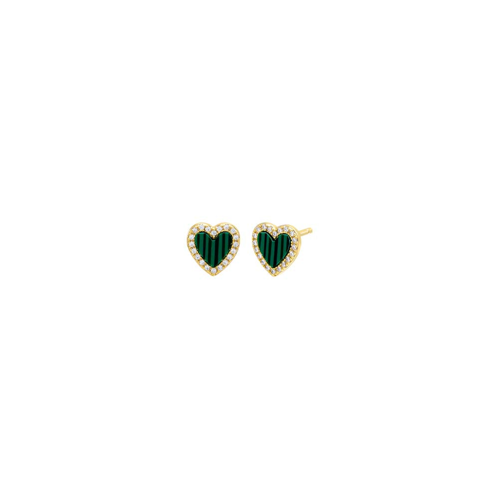 Colored Stone Pave Heart Stud Earring