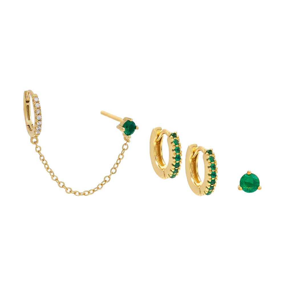 Double Trouble Green Earring Combo Set