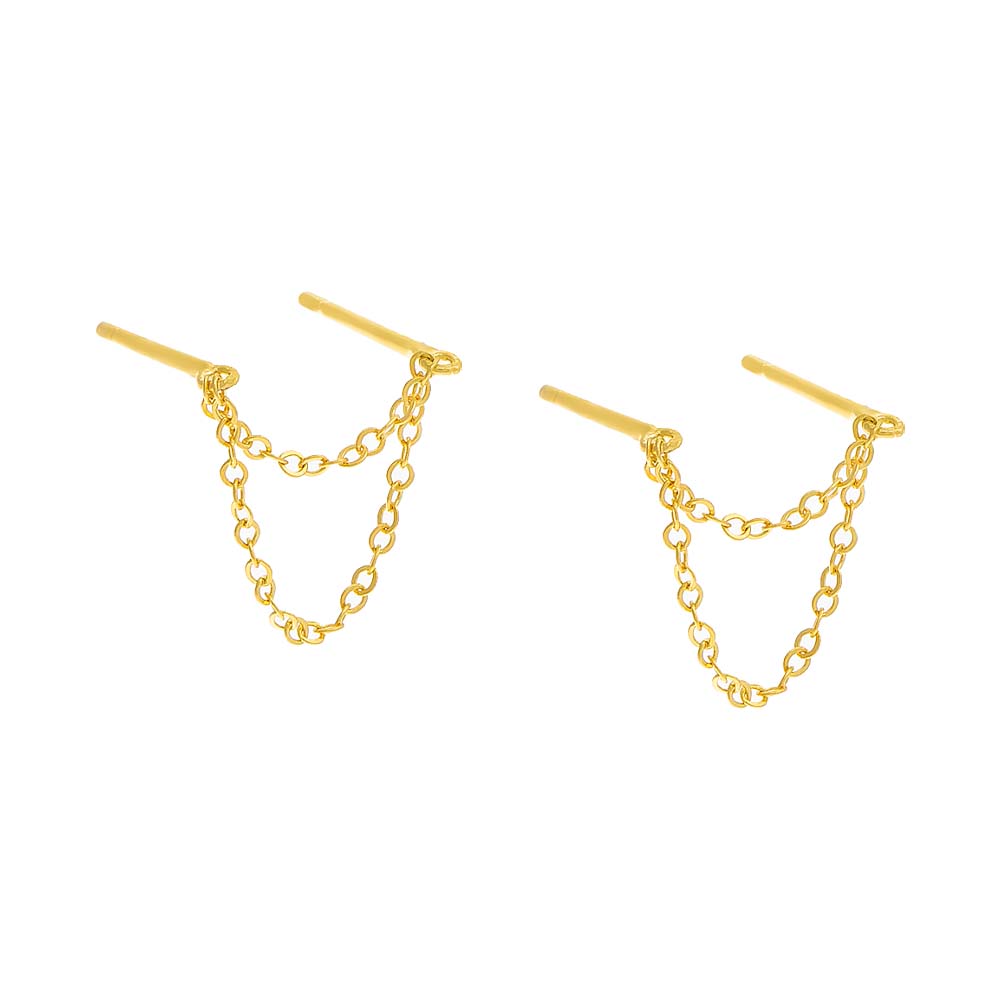 Dainty Double Chain Stud Earring