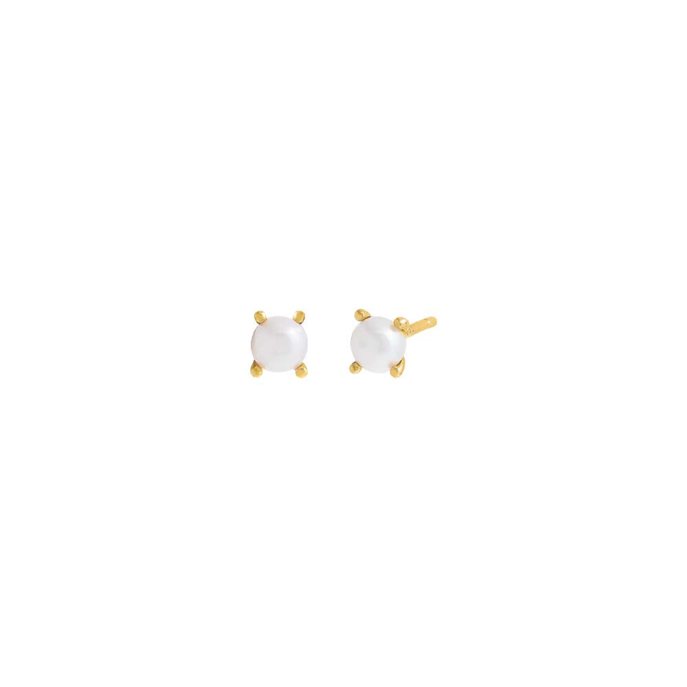 Four Prong Pearl Stud Earring