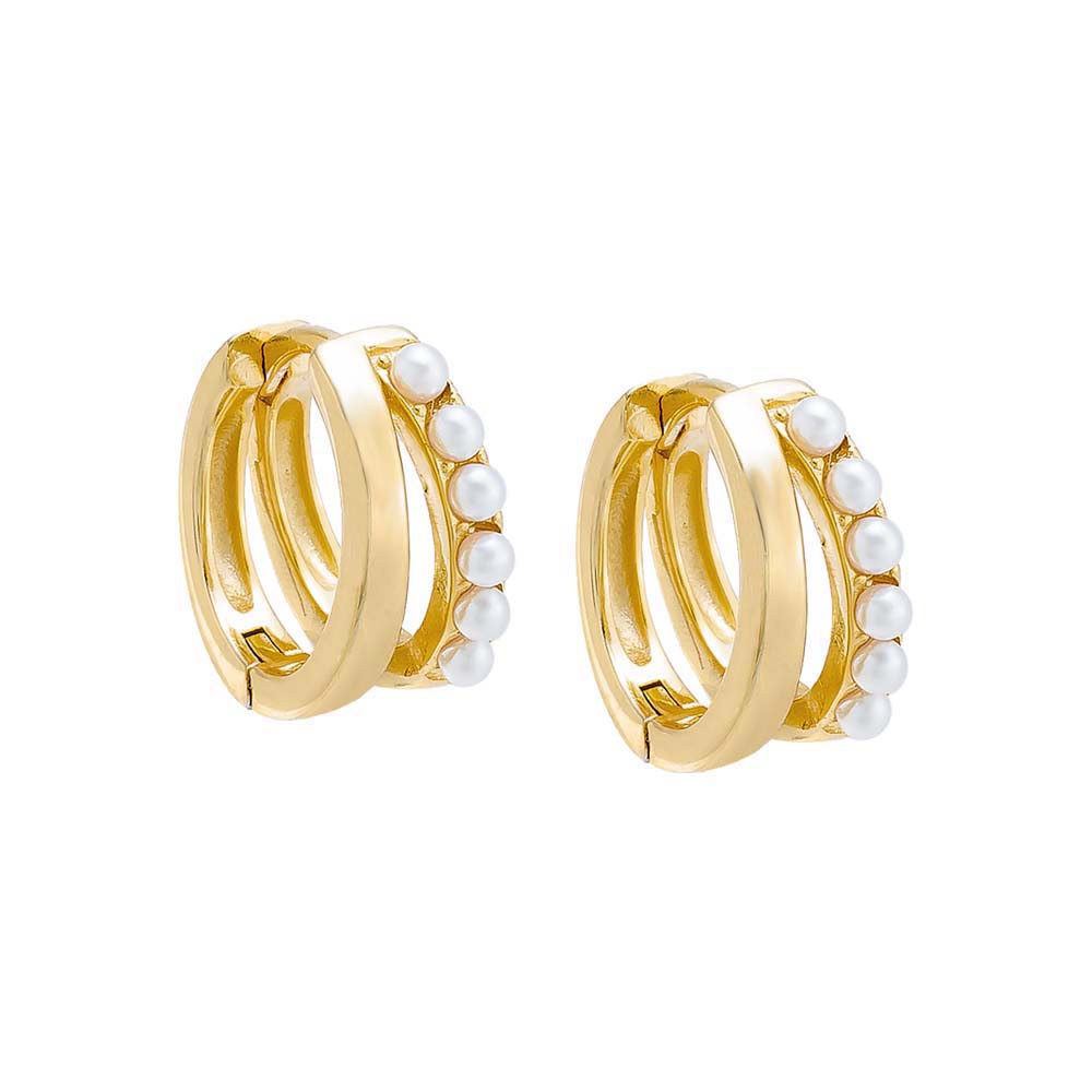 Pearl X Solid Double Huggie Earring