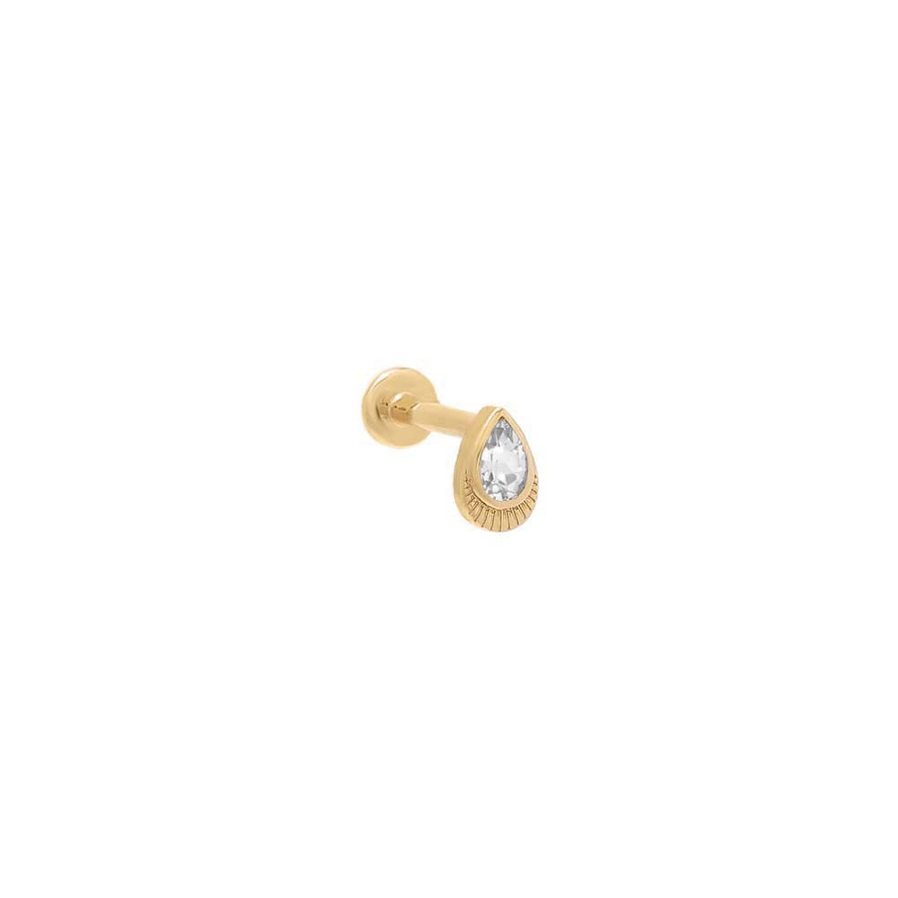 Topaz Teardrop Threaded Stud Earring 14K