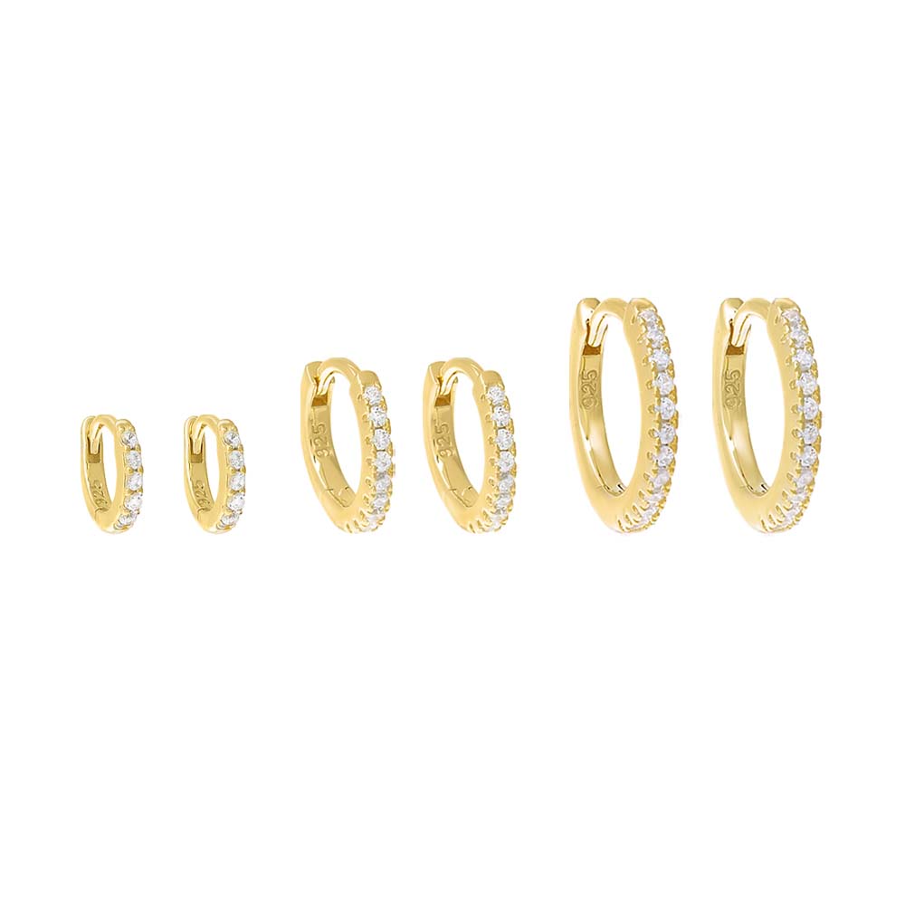 Triple Pave Huggie Earring Combo Set