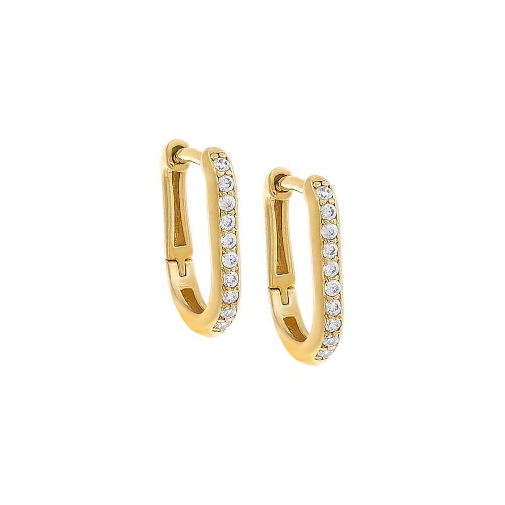 Diamond Oval Pave Huggie Earring 14K