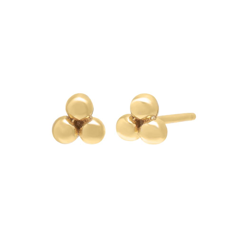 Petite Trio Cluster Bead Stud Earring 14K