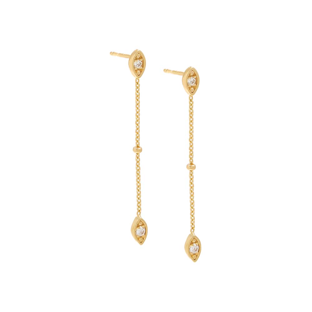 Diamond Marquise Drop Stud Earring 14K