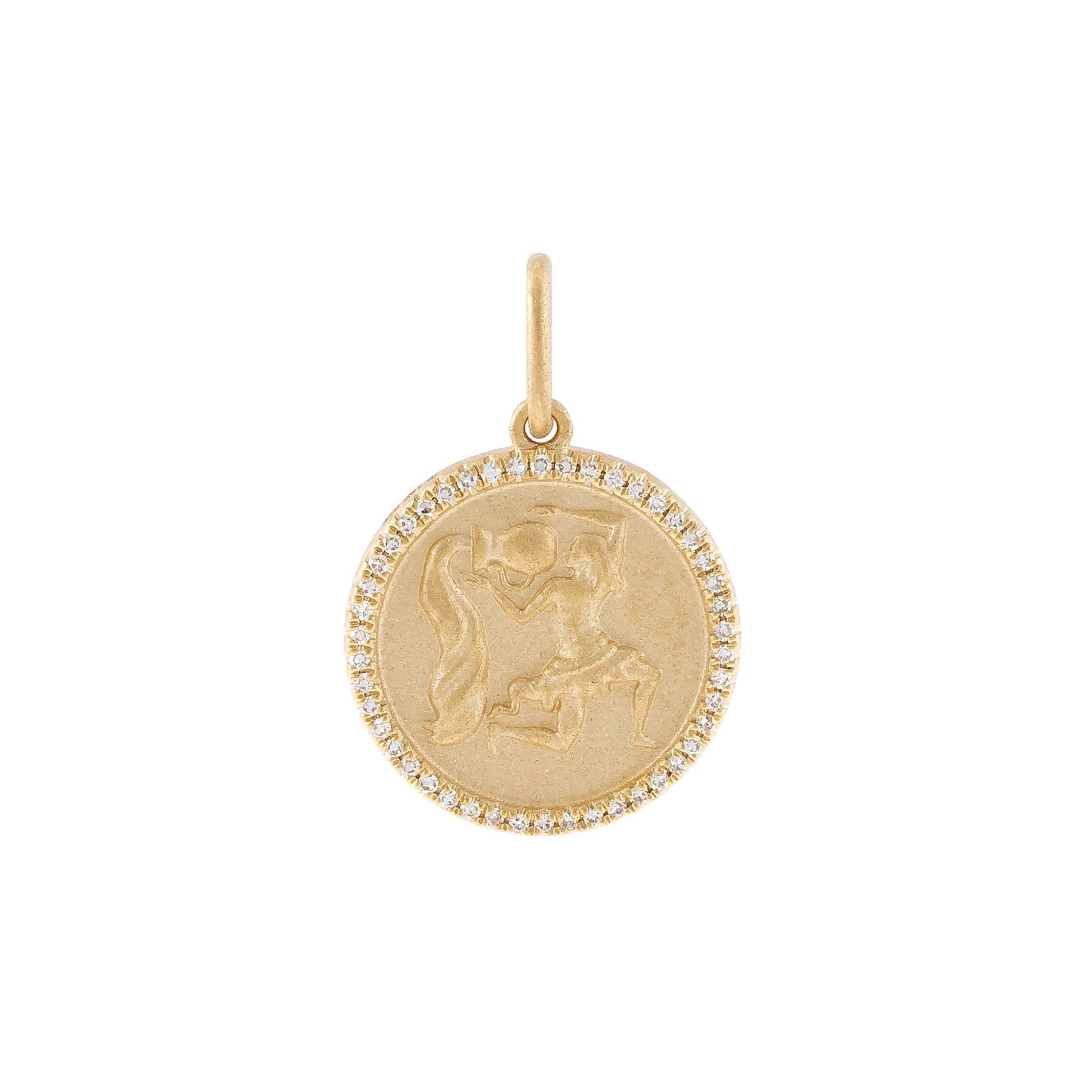 Diamond Zodiac Coin Charm 14K