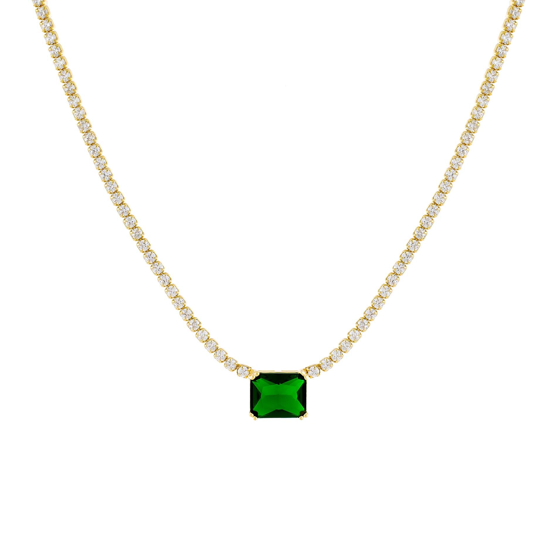 Emerald Baguette Tennis Necklace