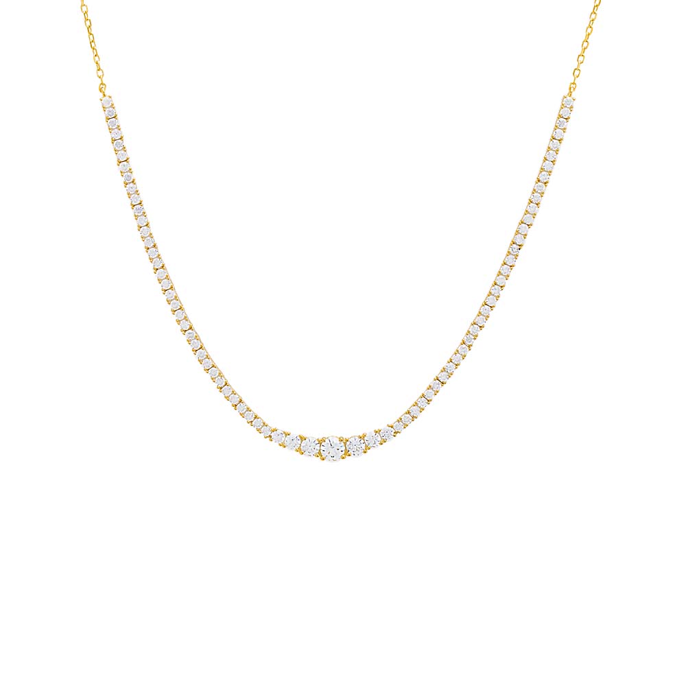 Half CZ Graduated Tennis Necklace