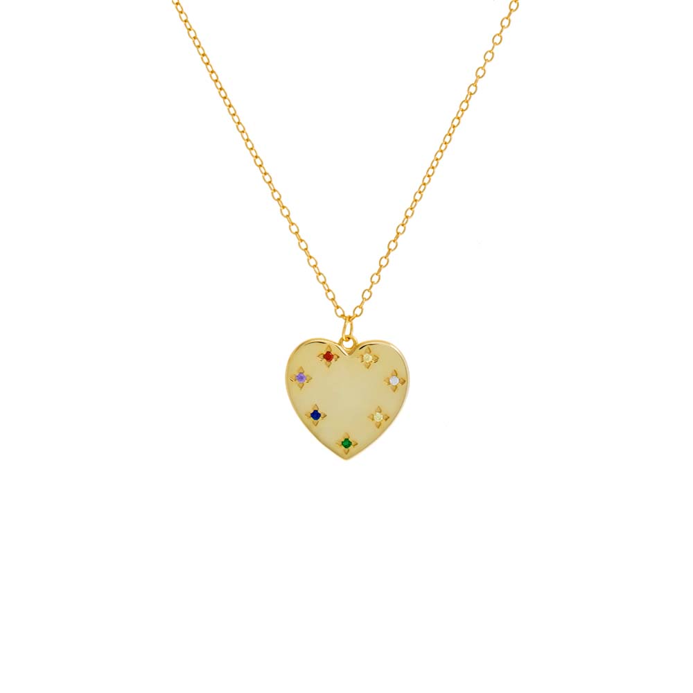 Multi-Colored Heart Pendant Necklace