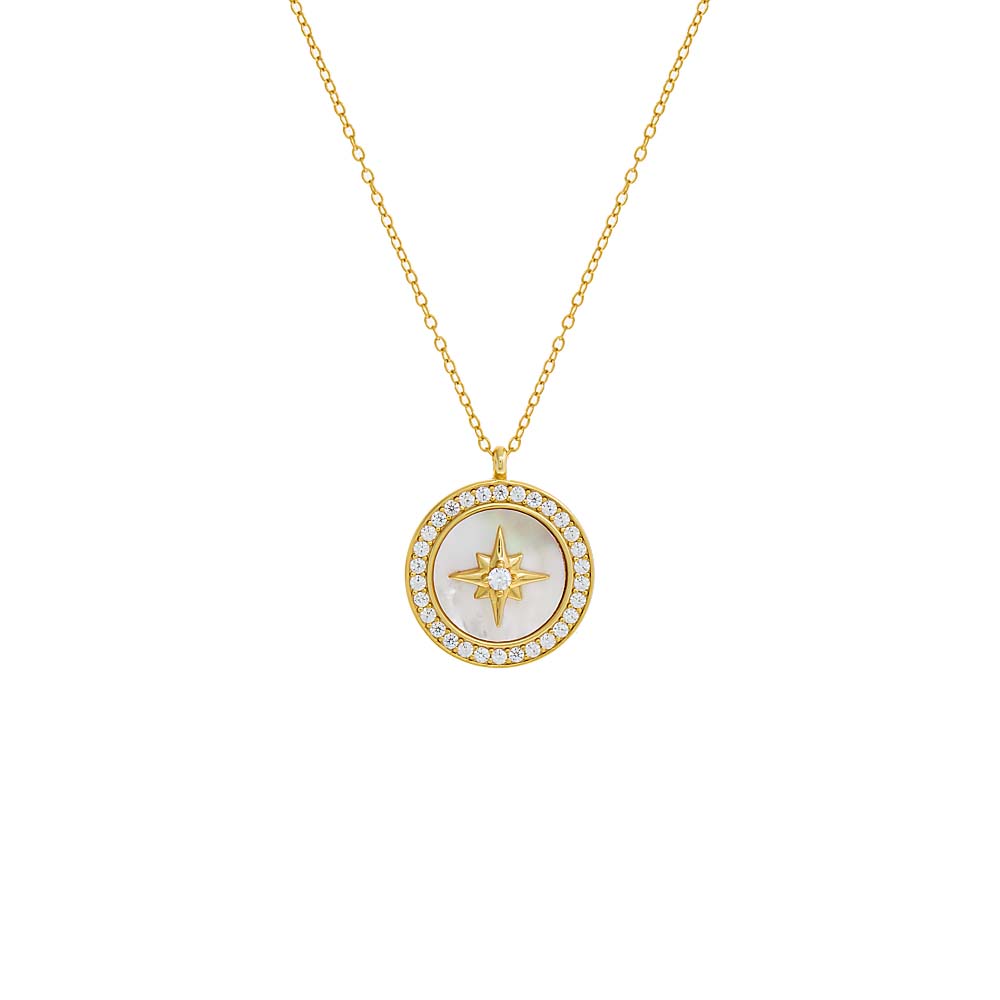 Mother Of Pearl Starburst CZ Necklace