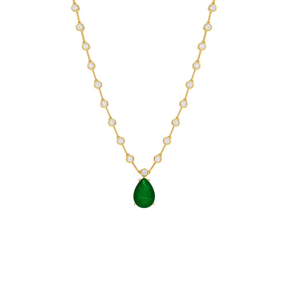 Colored Teardrop X Bezel Tennis Necklace