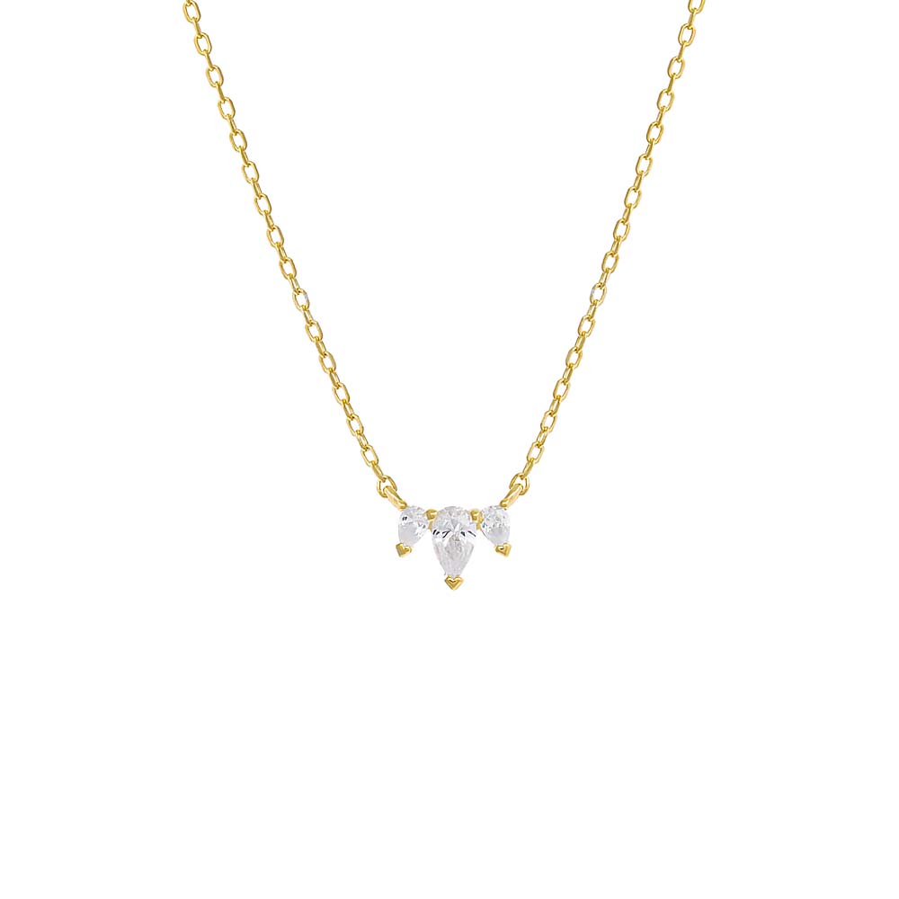 Tiny Triple CZ Teardrop Necklace