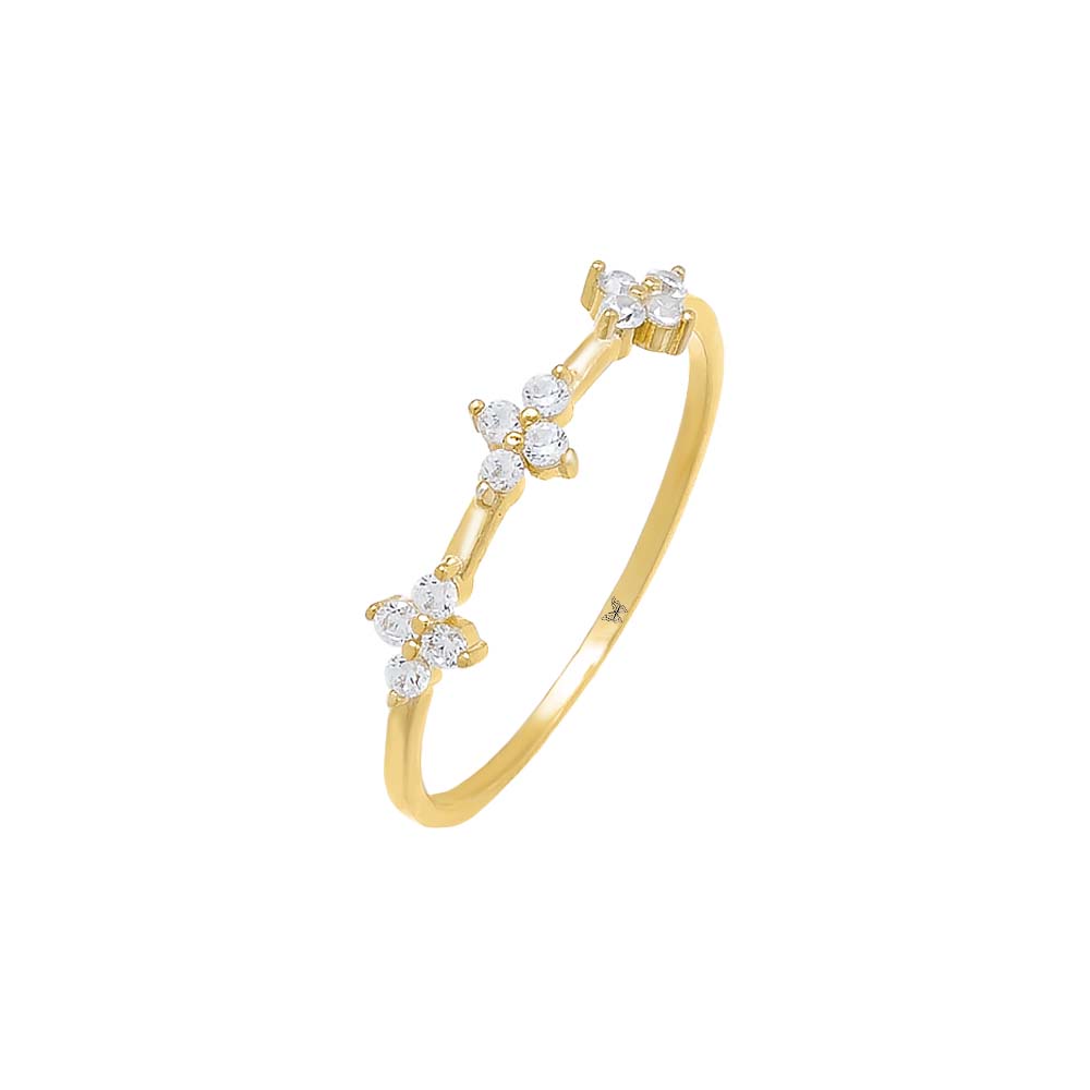 Four Leaf Flower CZ Ring